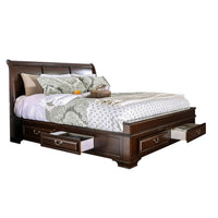 Wooden Queen Size Bed with Spacious Storage Drawers, Brown - BM207574