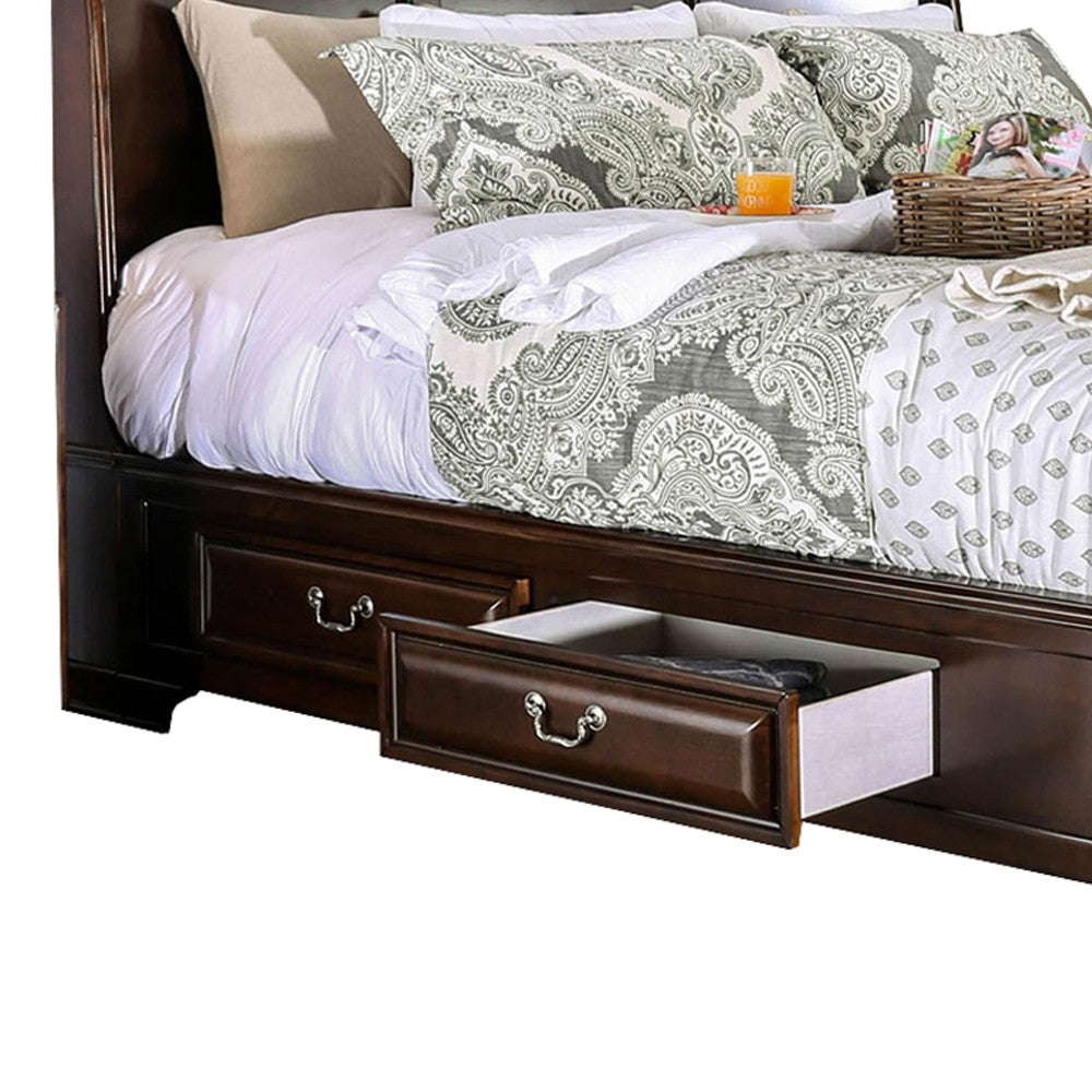 Wooden Queen Size Bed with Spacious Storage Drawers, Brown - BM207574