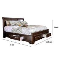 Wooden Queen Size Bed with Spacious Storage Drawers, Brown - BM207574