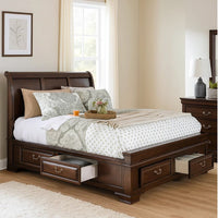 Wooden Queen Size Bed with Spacious Storage Drawers, Brown - BM207574