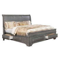 Wooden Queen Size Bed with Spacious Storage Drawers, Gray - BM207575