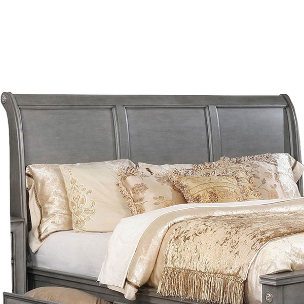 Wooden Queen Size Bed with Spacious Storage Drawers, Gray - BM207575