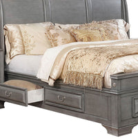 Wooden Queen Size Bed with Spacious Storage Drawers, Gray - BM207575