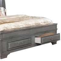 Wooden Queen Size Bed with Spacious Storage Drawers, Gray - BM207575