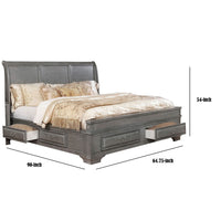 Wooden Queen Size Bed with Spacious Storage Drawers, Gray - BM207575