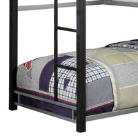 3 Tier Industrial Style Twin Bunk Bed with Corner Design, Black and Gray - BM207601