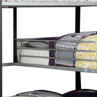 3 Tier Industrial Style Twin Bunk Bed with Corner Design, Black and Gray - BM207601
