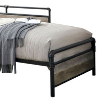 Industrial Pipe Design Metal Daybed with Wooden Panels, Black - BM207633