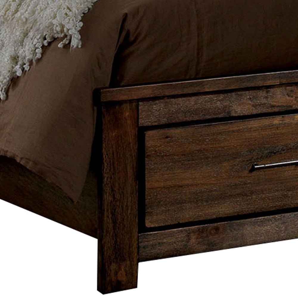 Wooden Queen Size Bed with 2 Drawer storage, Brown - BM207725