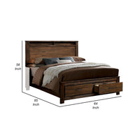 Wooden Queen Size Bed with 2 Drawer storage, Brown - BM207725
