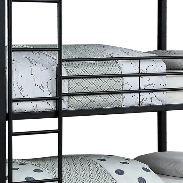 3 Tier Bunk Bed with Attached Ladders, Black - BM207737
