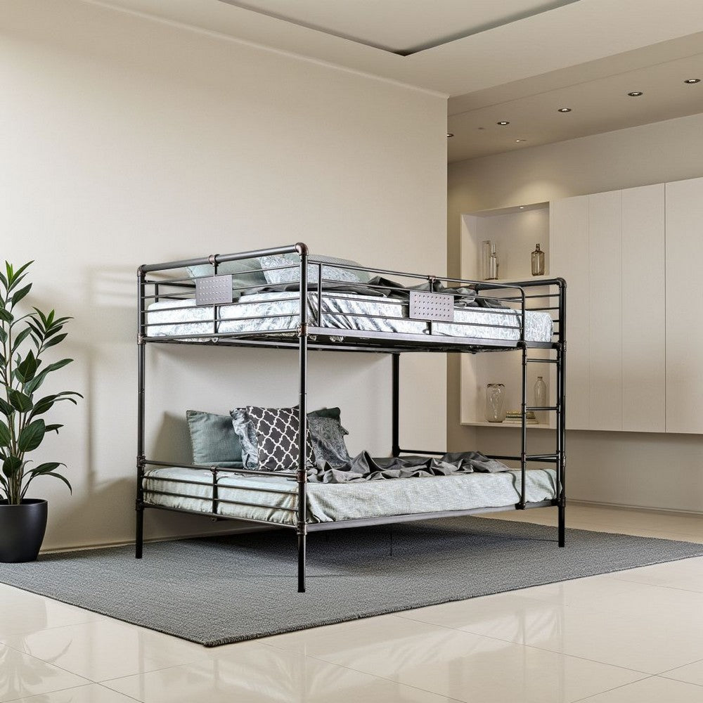 3 Tier Bunk Bed with Attached Ladders, Black - BM207737