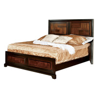 Full Size Wooden Transitional Bed with Parquet Pattern, Brown - BM207777