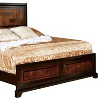 Full Size Wooden Transitional Bed with Parquet Pattern, Brown - BM207777