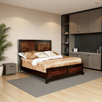 Full Size Wooden Transitional Bed with Parquet Pattern, Brown - BM207777