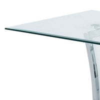 Contemporary Coffee Table with Chrome Trimmed Flared Base, White - BM207885