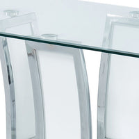 Contemporary Coffee Table with Chrome Trimmed Flared Base, White - BM207885