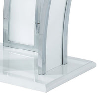 Contemporary Coffee Table with Chrome Trimmed Flared Base, White - BM207885