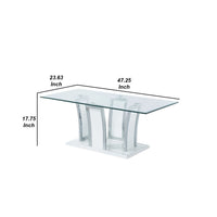 Contemporary Coffee Table with Chrome Trimmed Flared Base, White - BM207885