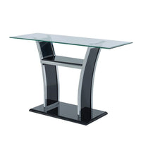 Sofa Table with Chrome Trimmed Curved Sides and Open Bottom Shelf, Black - BM207899
