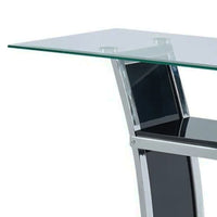 Sofa Table with Chrome Trimmed Curved Sides and Open Bottom Shelf, Black - BM207899
