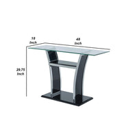 Sofa Table with Chrome Trimmed Curved Sides and Open Bottom Shelf, Black - BM207899
