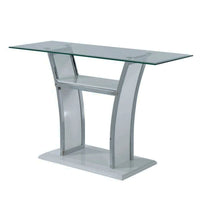 Sofa Table with Chrome Trimmed Curved Sides and Open Bottom Shelf, White - BM207900