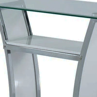 Sofa Table with Chrome Trimmed Curved Sides and Open Bottom Shelf, White - BM207900
