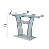 Sofa Table with Chrome Trimmed Curved Sides and Open Bottom Shelf, White - BM207900