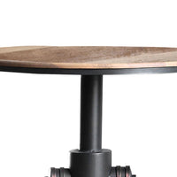 Bar Table with Fire Hydrant Style Metal Base, Black and Brown - BM207902
