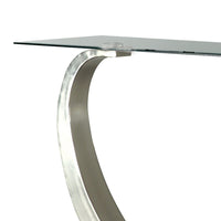 Rectangular Glass Top Sofa Table with Curved Pedestal Base, Black and Gray - BM207904