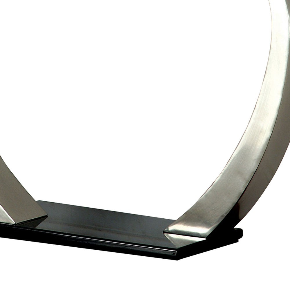 Rectangular Glass Top Sofa Table with Curved Pedestal Base, Black and Gray - BM207904