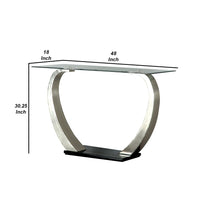 Rectangular Glass Top Sofa Table with Curved Pedestal Base, Black and Gray - BM207904