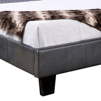 Faux Leather Upholstered Twin Bed with Vertical Stitched Details, Gray - BM207908