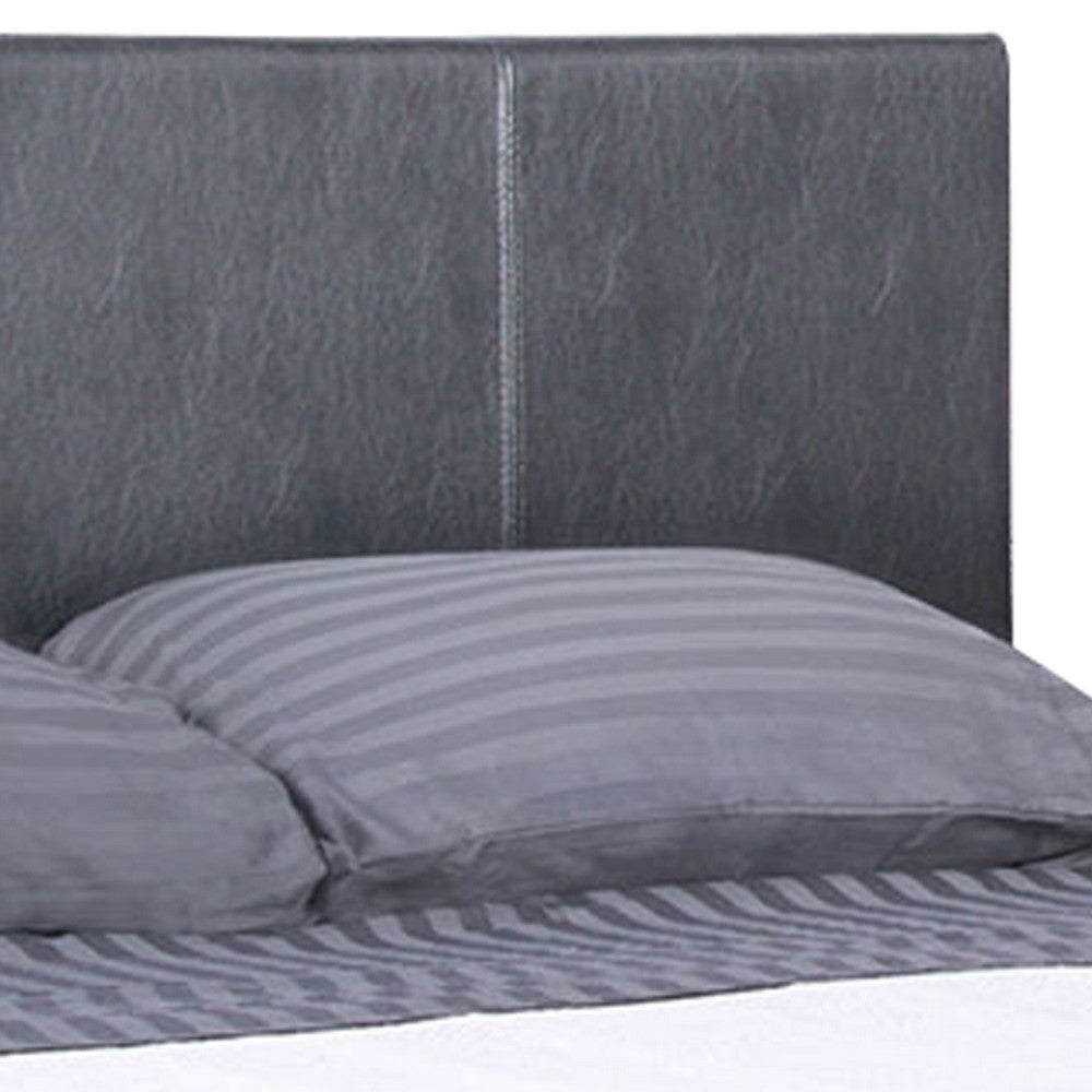 Faux Leather Upholstered Twin Bed with Vertical Stitched Details, Gray - BM207908