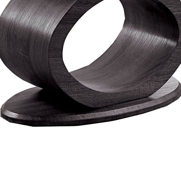 Tempered Glass Top Coffee Table with O Shape Wooden Shape Base, Gray - BM207919