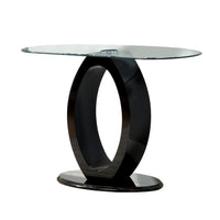 Contemporary Tempered Glass Top Sofa Table with O Shape Base, Black - BM207924