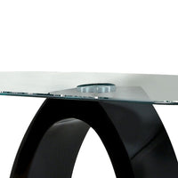 Contemporary Tempered Glass Top Sofa Table with O Shape Base, Black - BM207924