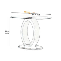 Contemporary Tempered Glass Top Sofa Table with O Shape Base, Black - BM207924