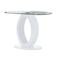 Contemporary Tempered Glass Top Sofa Table with O Shape Base, White - BM207925