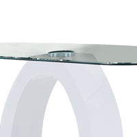 Contemporary Tempered Glass Top Sofa Table with O Shape Base, White - BM207925