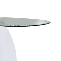 Contemporary Tempered Glass Top Sofa Table with O Shape Base, White - BM207925
