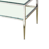 Coffee Table with Rectangular Glass Top and Tapered Legs, Silver and Clear - BM207950