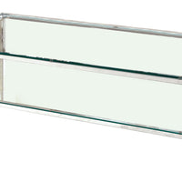 Coffee Table with Rectangular Glass Top and Tapered Legs, Silver and Clear - BM207950