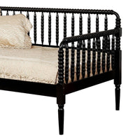 Wooden Twin Size Daybed with Spool Bed Frame and Railing Headboard, Black - BM207957