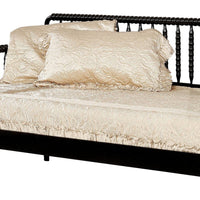Wooden Twin Size Daybed with Spool Bed Frame and Railing Headboard, Black - BM207957