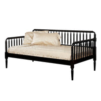 Wooden Twin Size Daybed with Spool Bed Frame and Railing Headboard, Black - BM207957