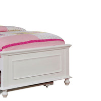 Wooden Twin Size Bed with Camelback Design Headboard and Turned Legs, White - BM207961