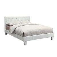 Faux Leather Upholstered Wooden Full Size Bed with Acrylic Accents, White - BM207990