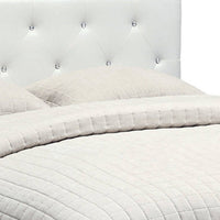 Faux Leather Upholstered Wooden Full Size Bed with Acrylic Accents, White - BM207990